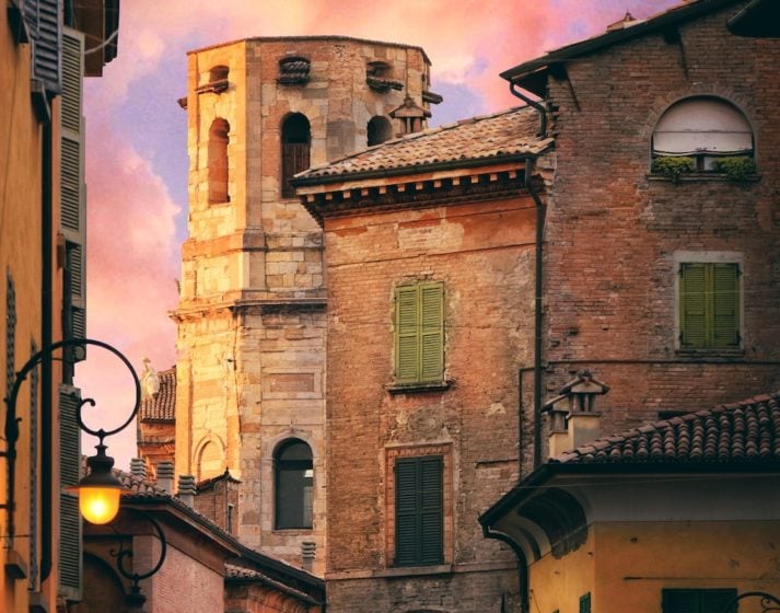 Reggio Emilia is the city of the Italian flag, known as the Tricolor, famous for the production of Parmigiano Reggiano cheese and Lambrusco wine