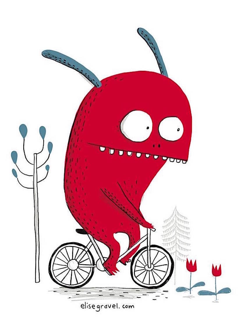 illustrazioni di biciclette: l'artista Elise Gravel illustrazioni di biciclette